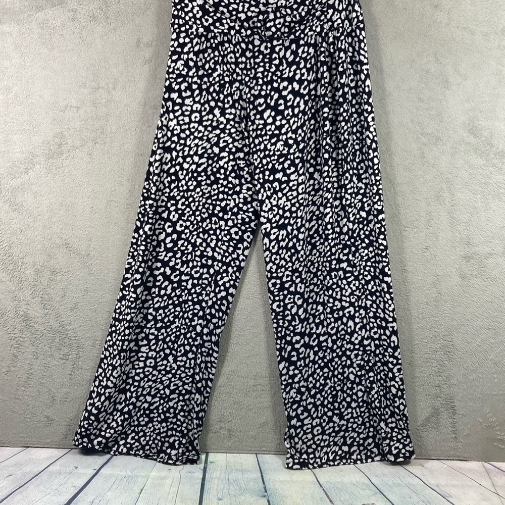 Robert Louis Wide Leg Pant Size M Palazzo Boho Black & White Elastic Waist - Picture 1 of 6